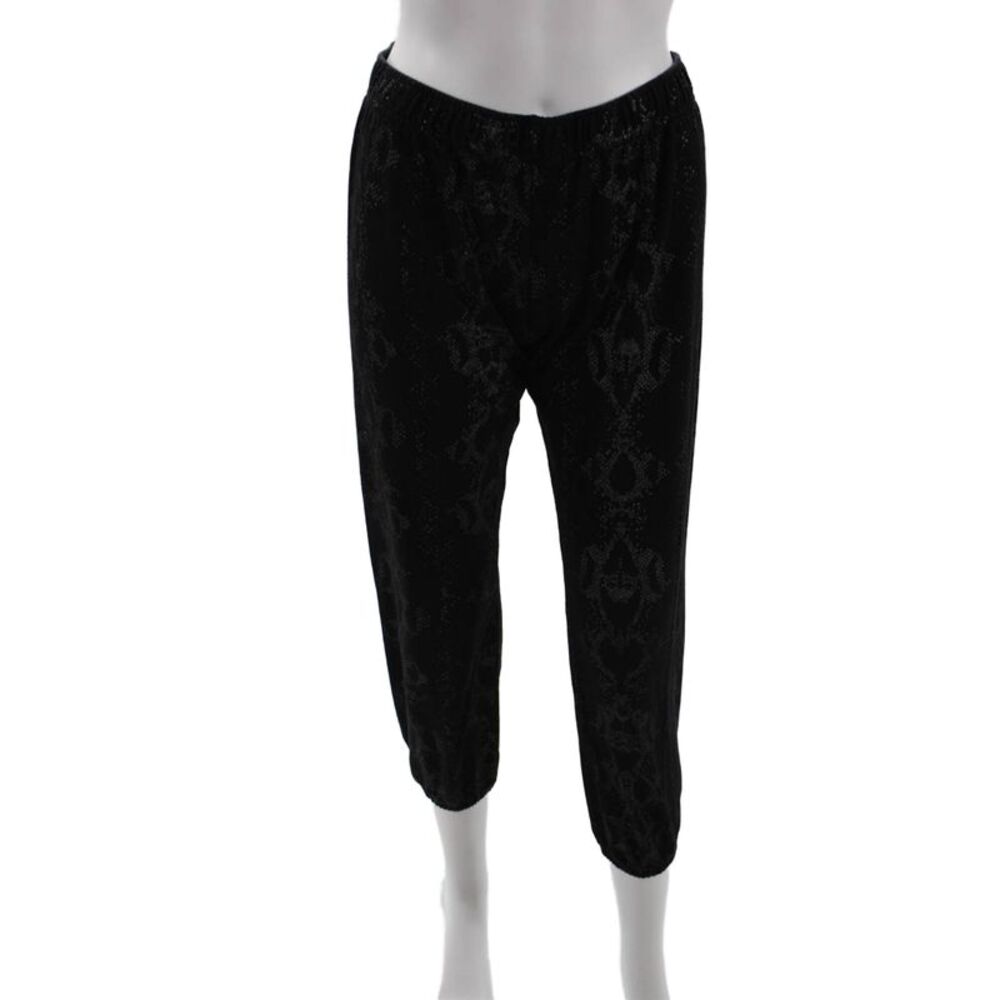 Monrow Womens Animal Print Tapered Sweatpants Black Size XS